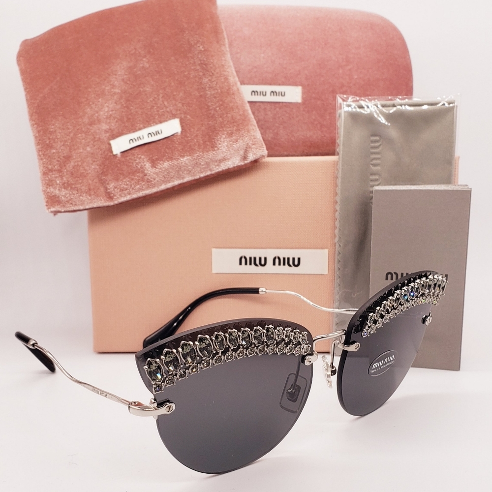 MIU MIU Crystal Trim Cat Eye Sunglasses - Picture 2 of 6